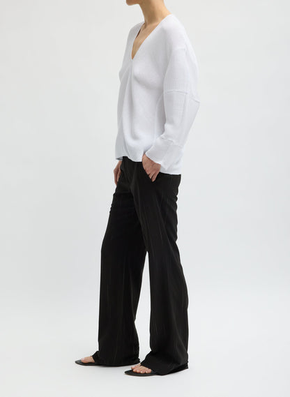 Tibi Viscose Plisse Hinged Long Sleeve Top