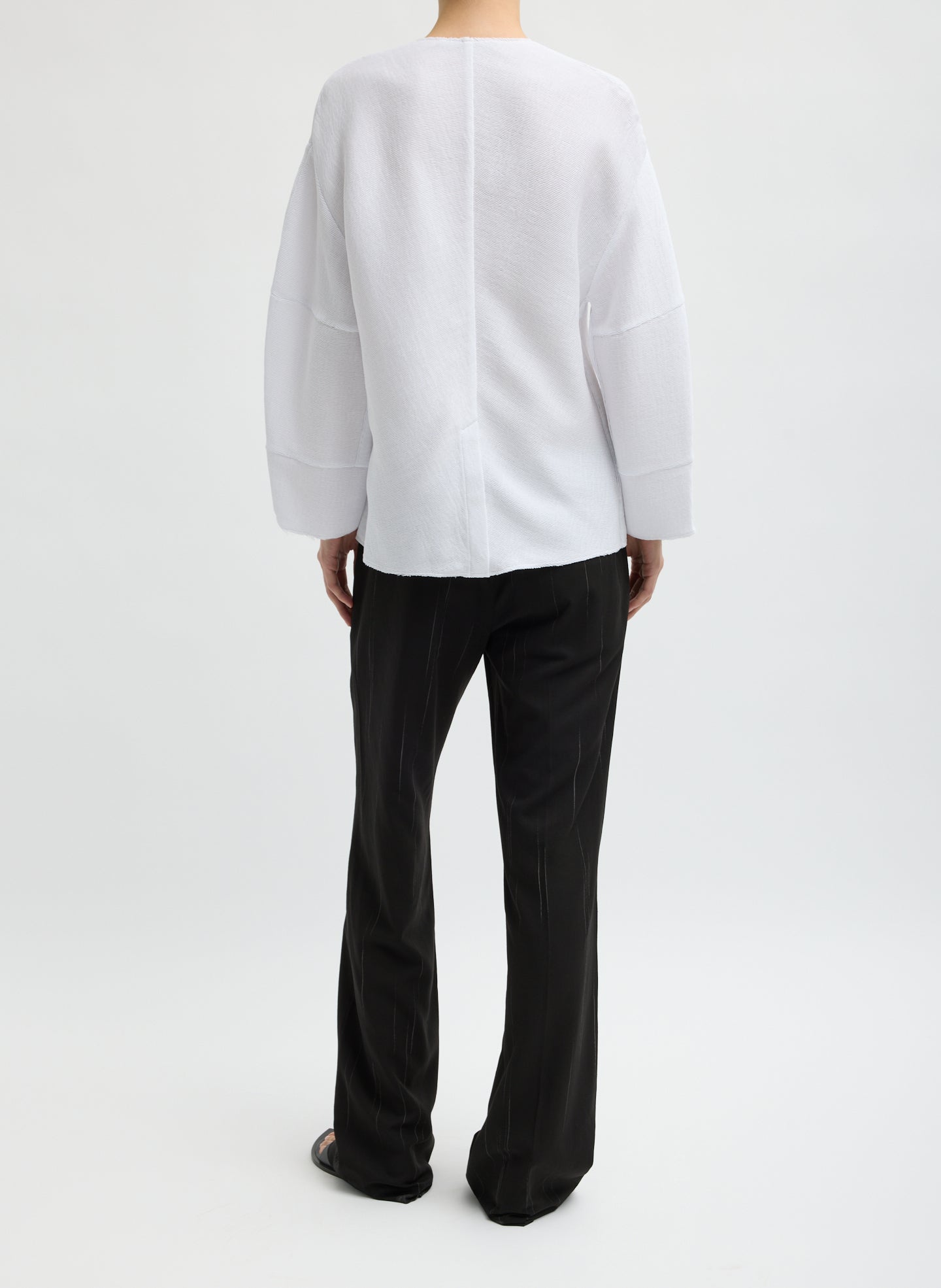 Tibi Viscose Plisse Hinged Long Sleeve Top