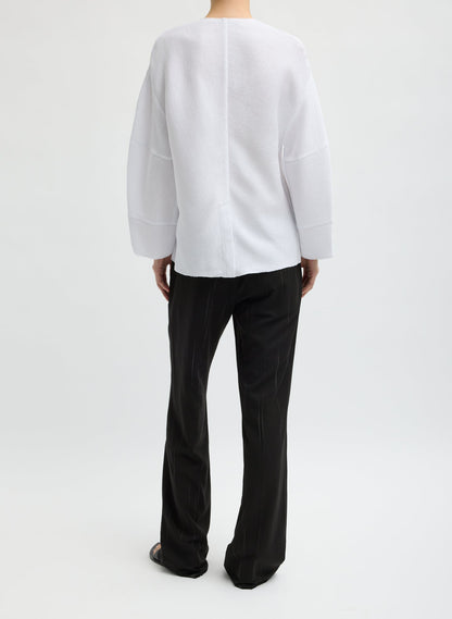 Tibi Viscose Plisse Hinged Long Sleeve Top