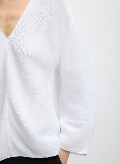 Tibi Viscose Plisse Hinged Long Sleeve Top