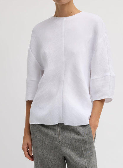 Tibi Viscose Plisse Hinged Short Sleeve Top