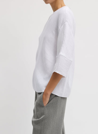 Tibi Viscose Plisse Hinged Short Sleeve Top