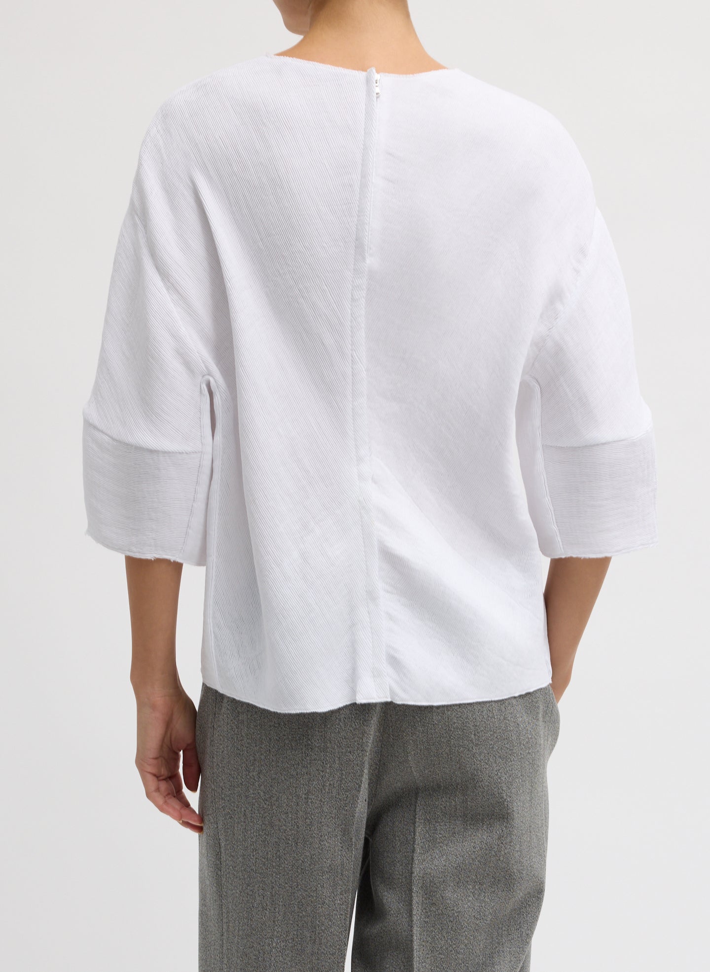 Tibi Viscose Plisse Hinged Short Sleeve Top