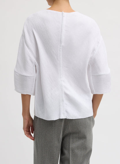 Tibi Viscose Plisse Hinged Short Sleeve Top