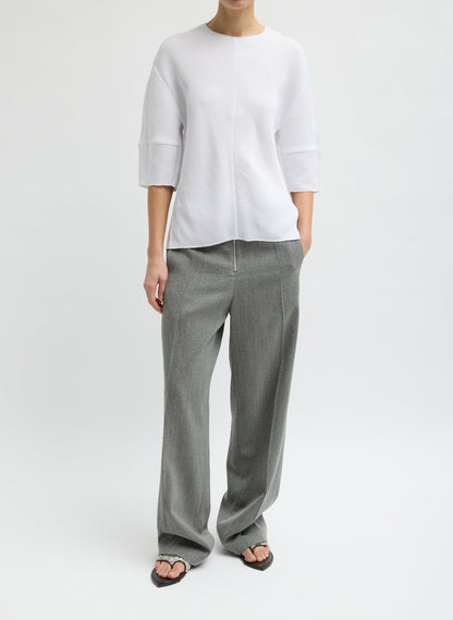 Tibi Viscose Plisse Hinged Short Sleeve Top
