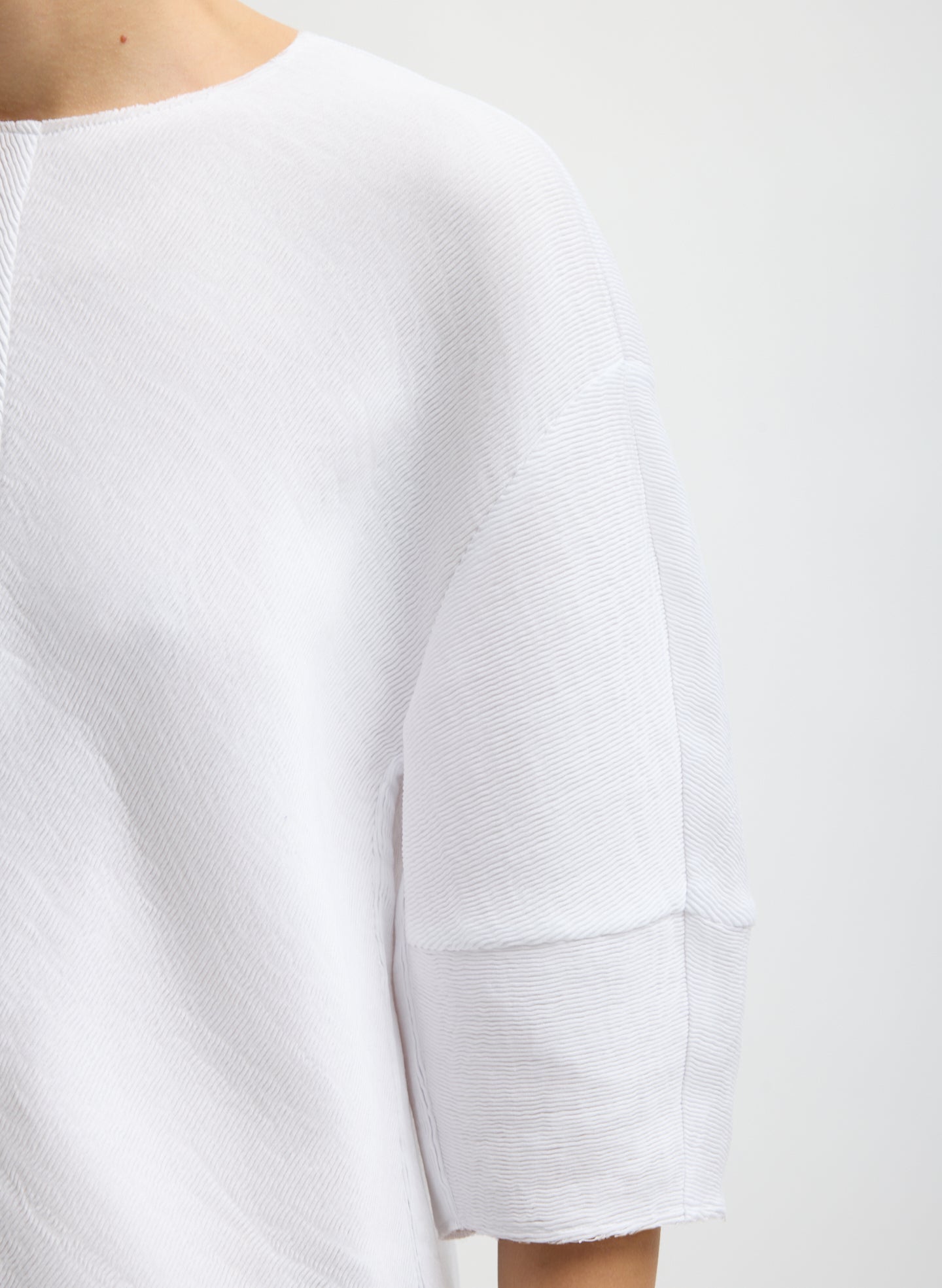 Tibi Viscose Plisse Hinged Short Sleeve Top
