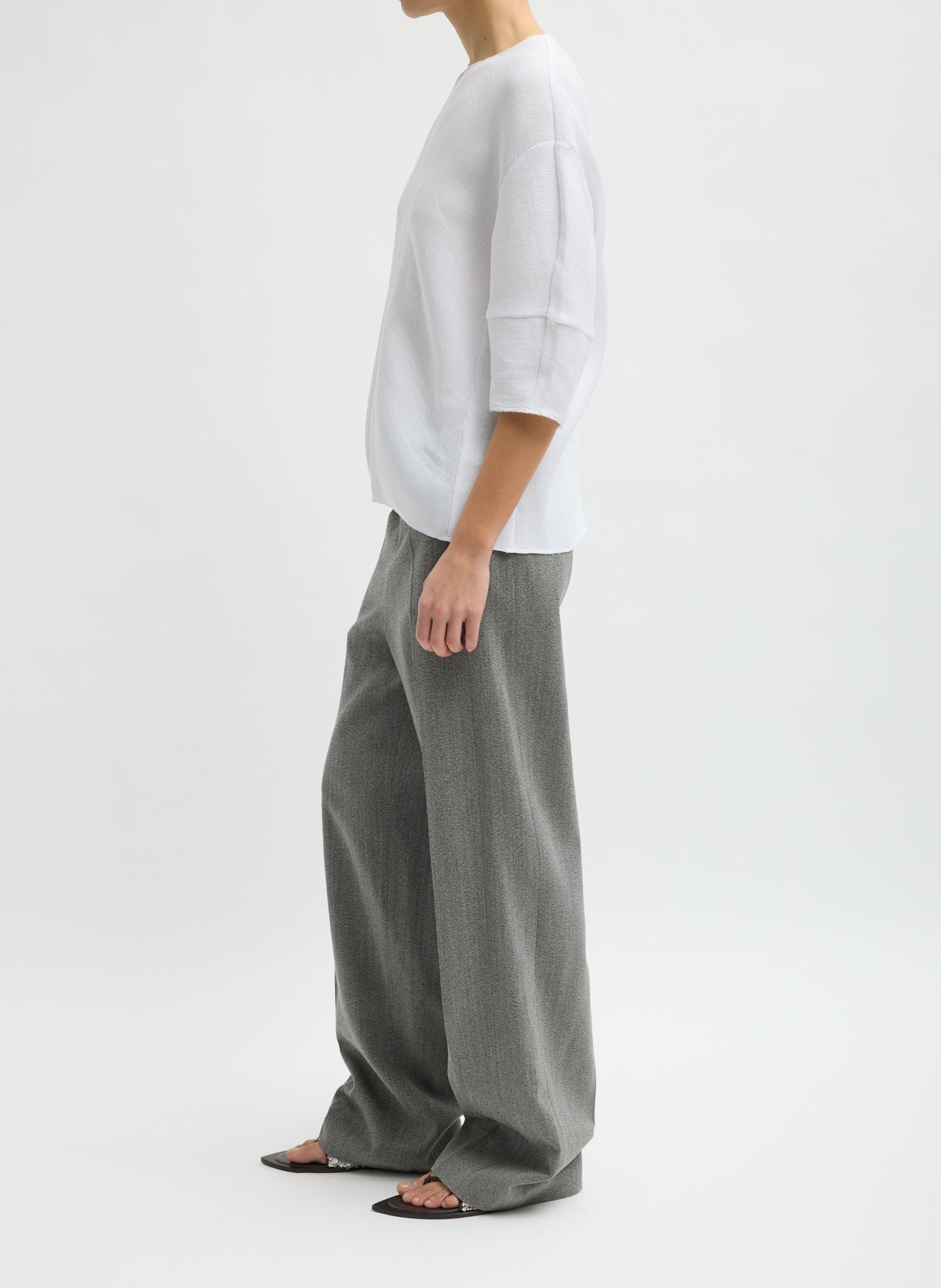 Tibi Viscose Plisse Hinged Short Sleeve Top