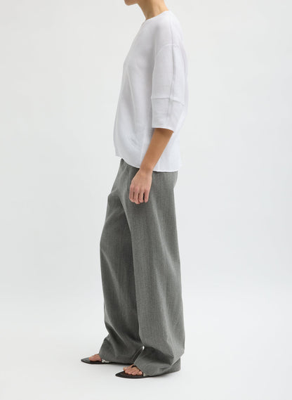 Tibi Viscose Plisse Hinged Short Sleeve Top