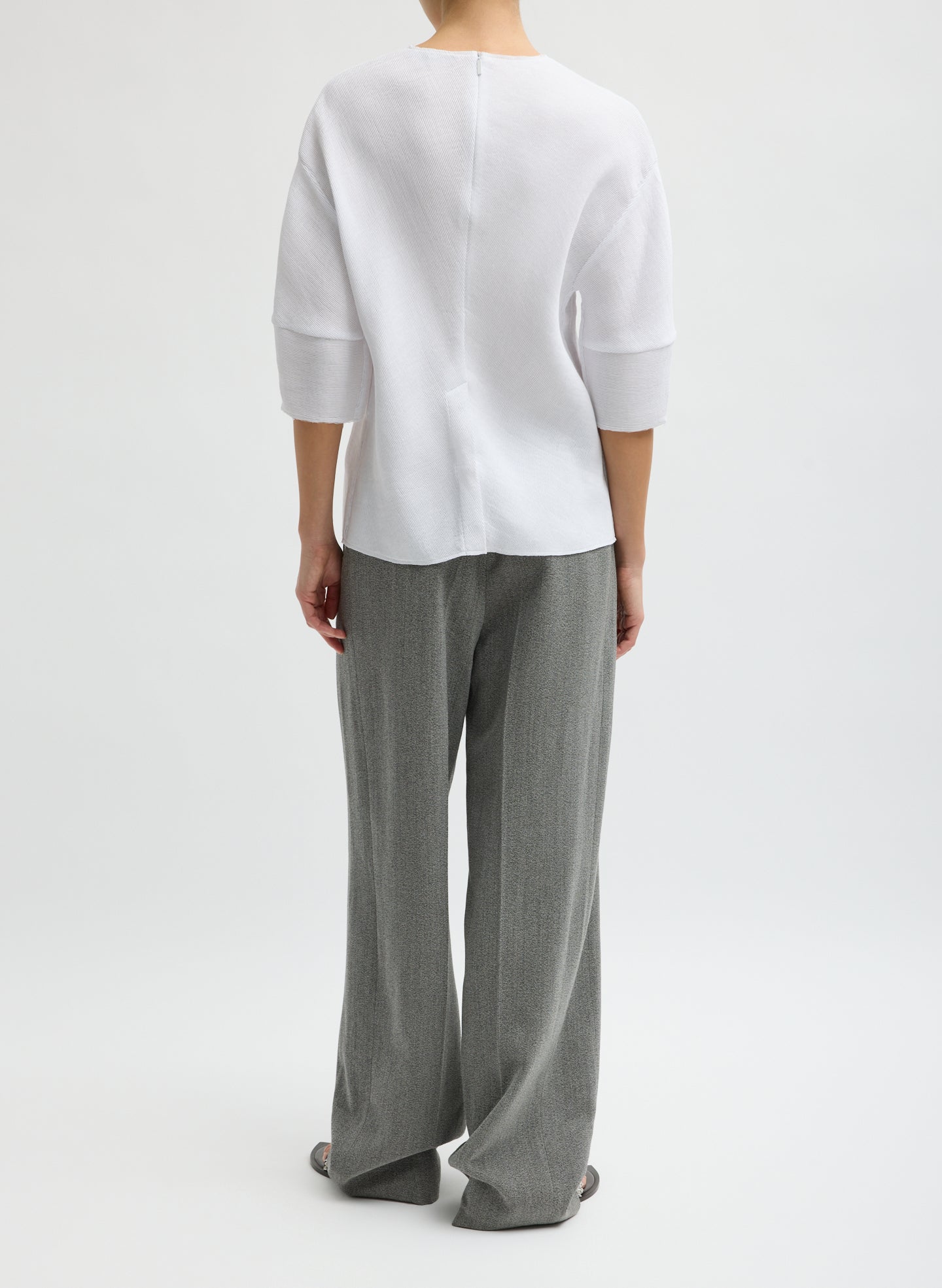 Tibi Viscose Plisse Hinged Short Sleeve Top