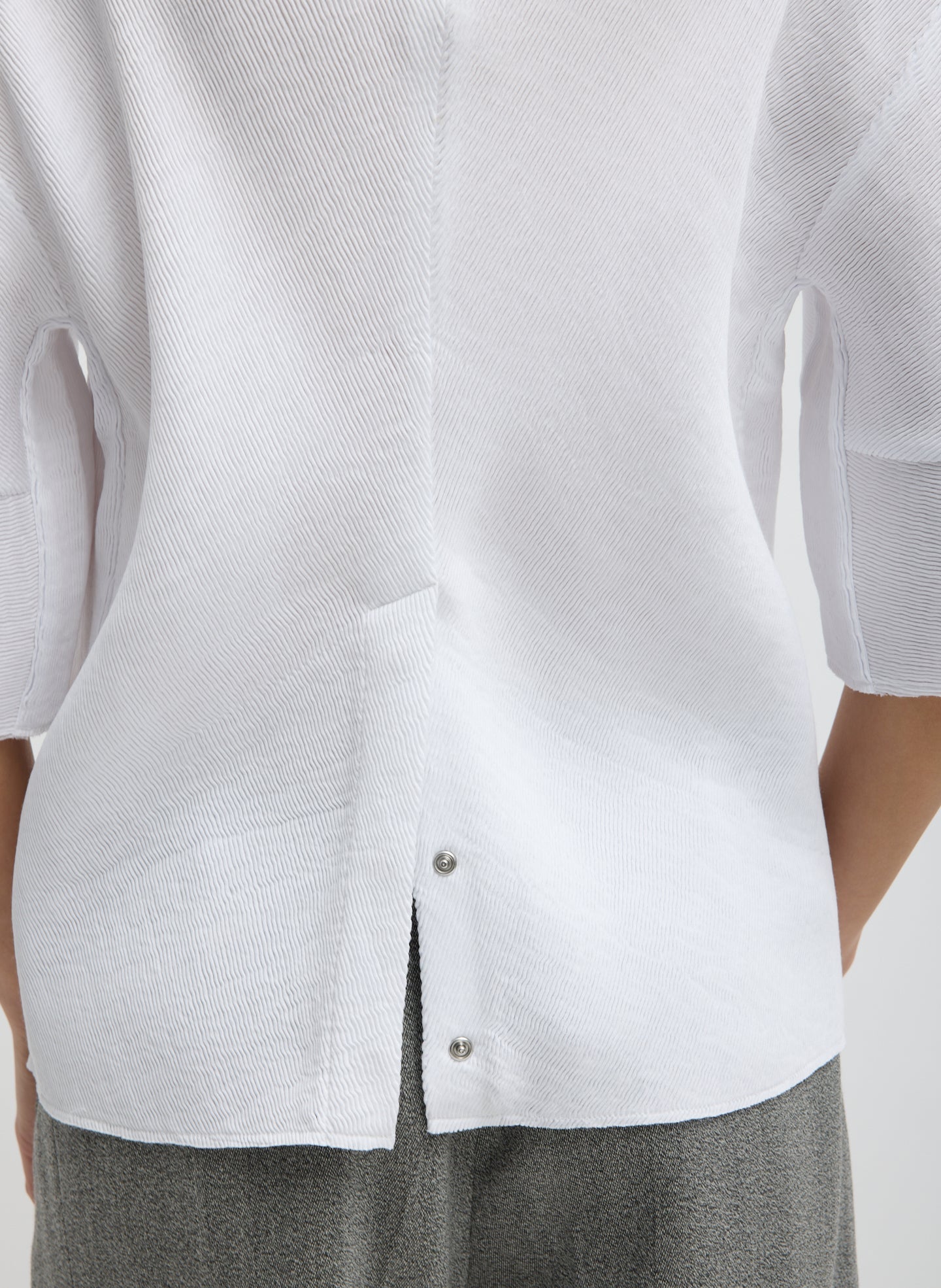 Tibi Viscose Plisse Hinged Short Sleeve Top
