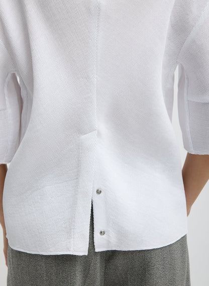 Tibi Viscose Plisse Hinged Short Sleeve Top