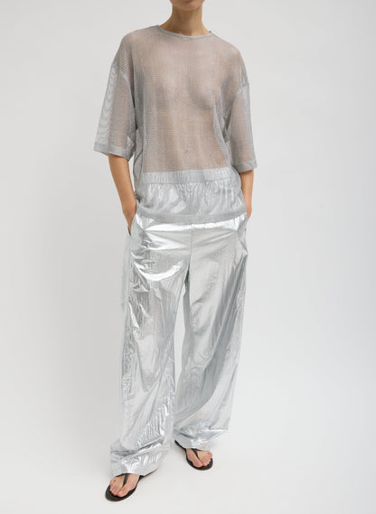 Tibi Viscose Metallic Mesh Easy T-Shirt