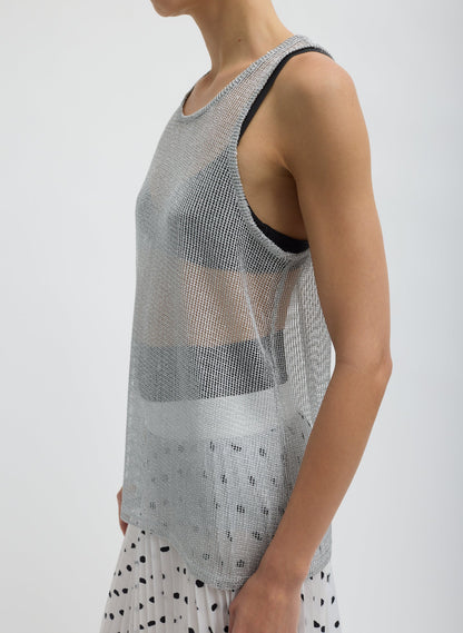Tibi Viscose Metallic Ribbed Tank