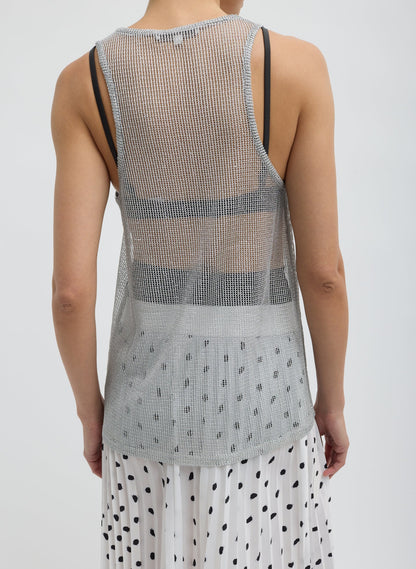 Tibi Viscose Metallic Ribbed Tank