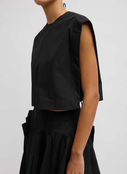 Tibi Compact Eco Poplin Cropped Square Top