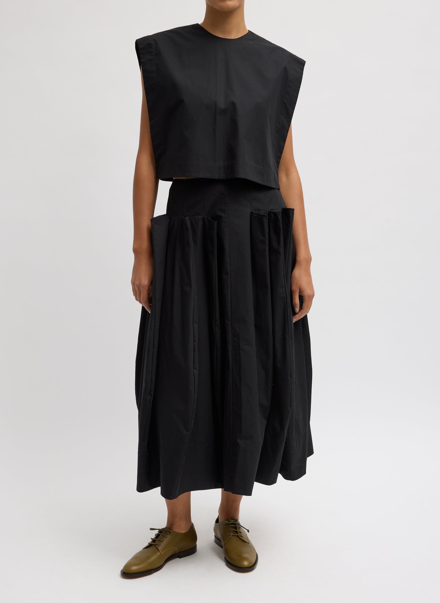 Tibi Compact Eco Poplin Cropped Square Top