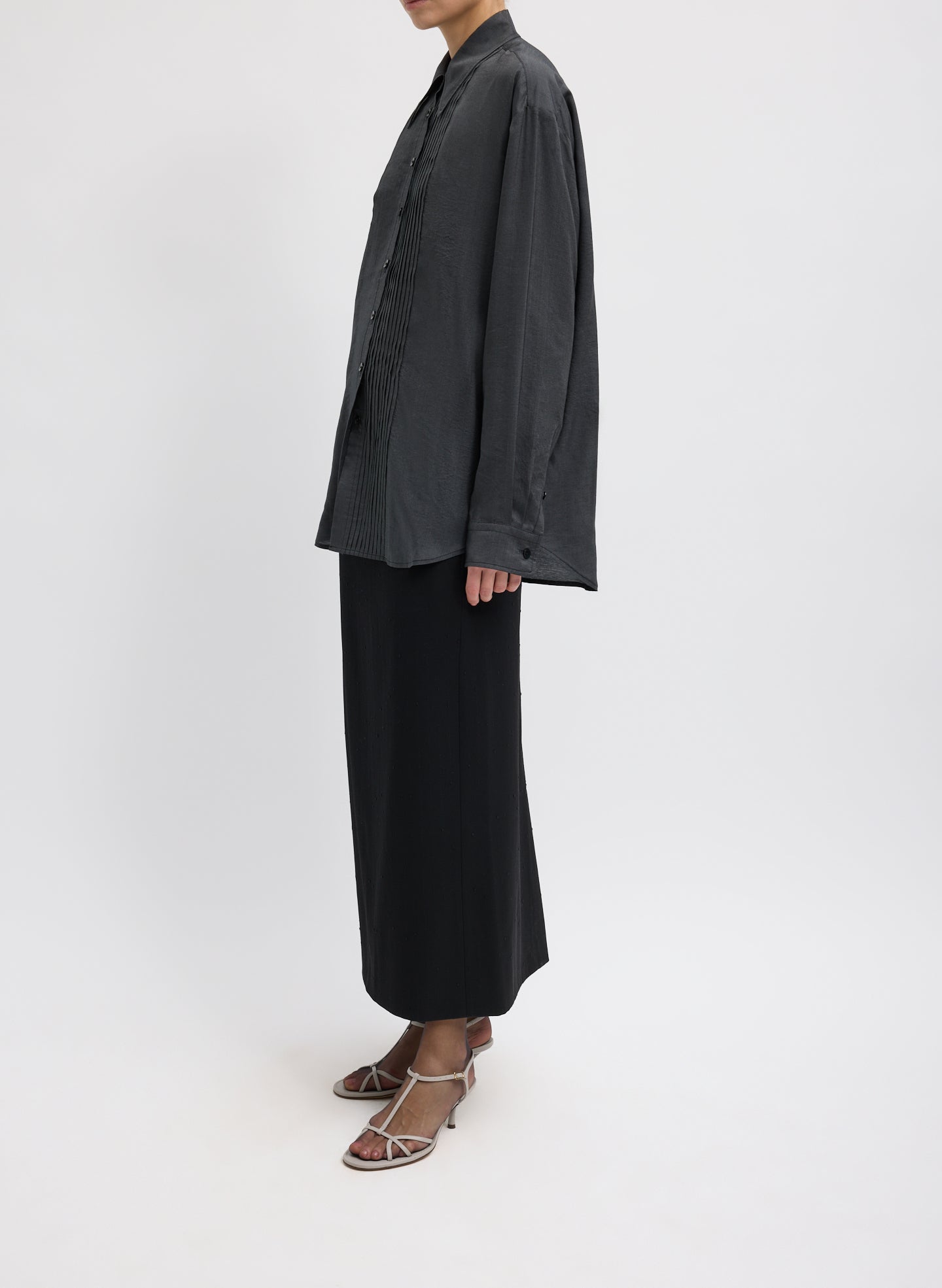Tibi Silk Voile Easy Pintucked Shirt