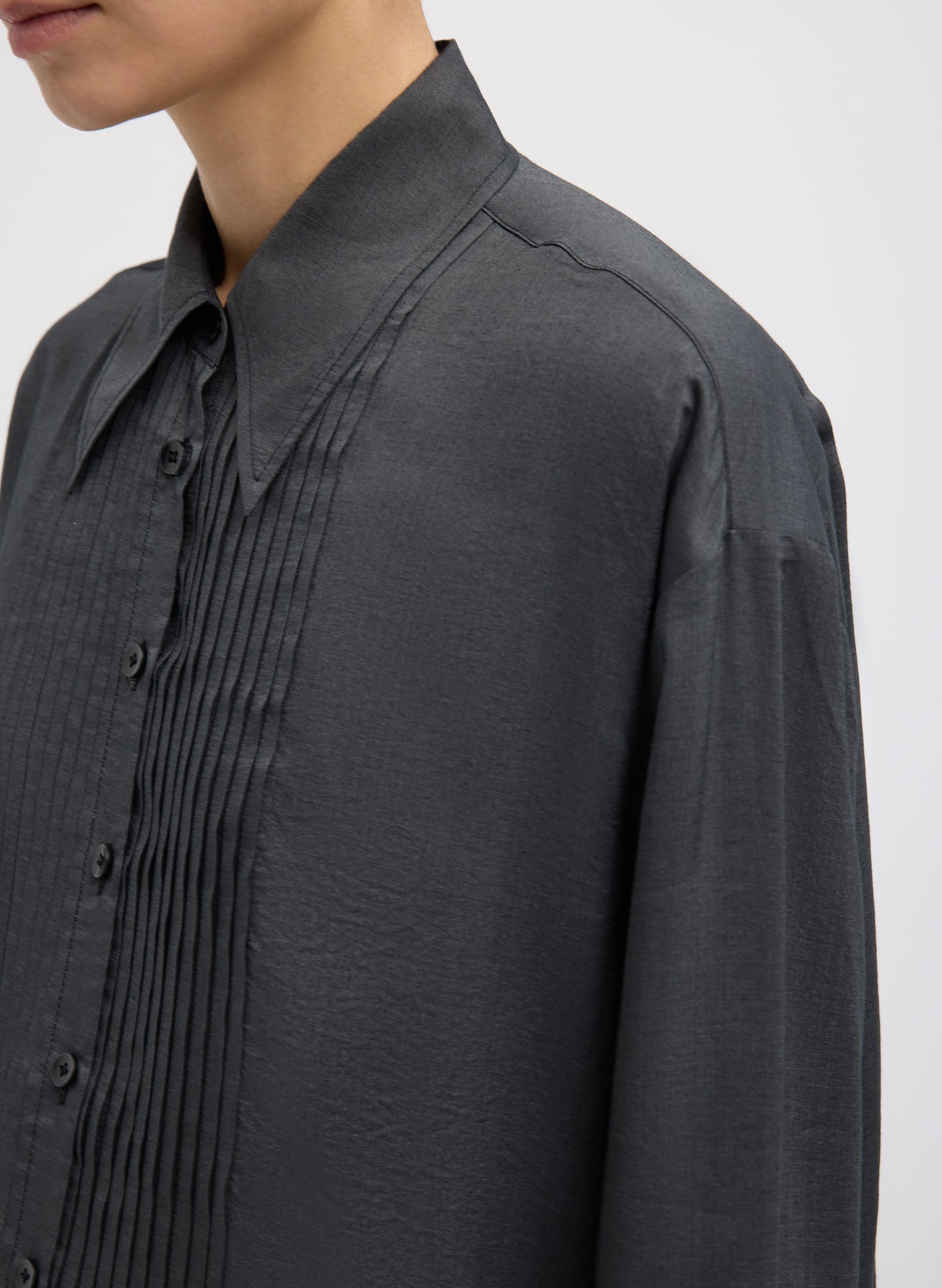 Tibi Silk Voile Easy Pintucked Shirt