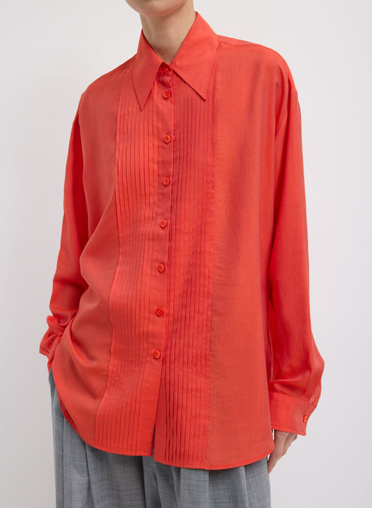 Tibi Silk Voile Easy Pintucked Shirt