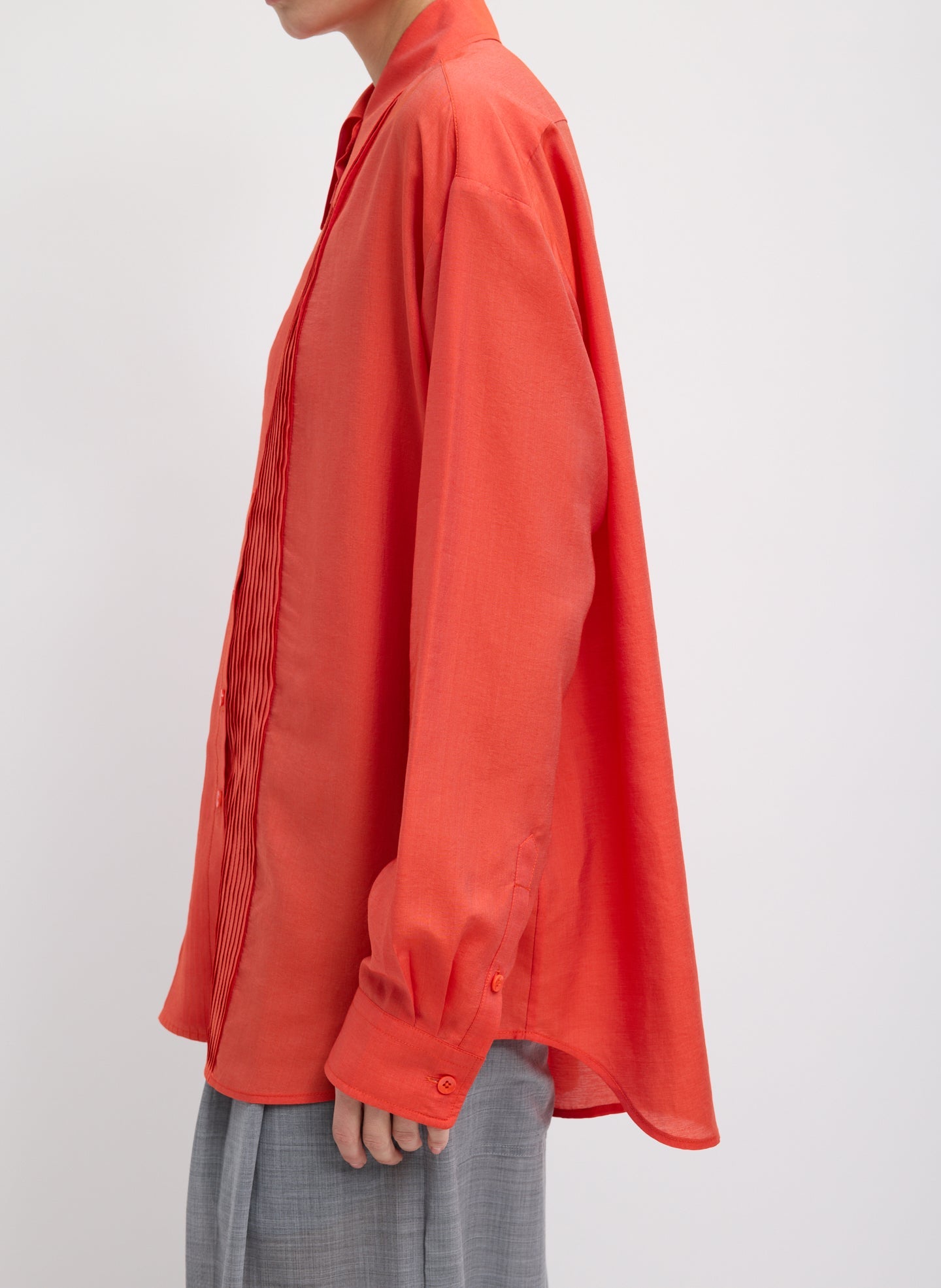 Tibi Silk Voile Easy Pintucked Shirt