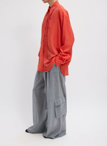 Tibi Silk Voile Easy Pintucked Shirt