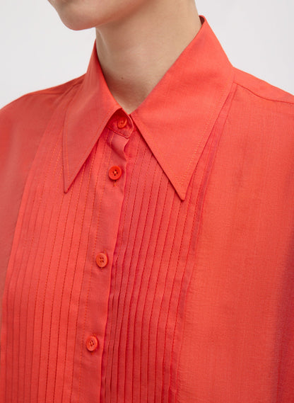 Tibi Silk Voile Easy Pintucked Shirt
