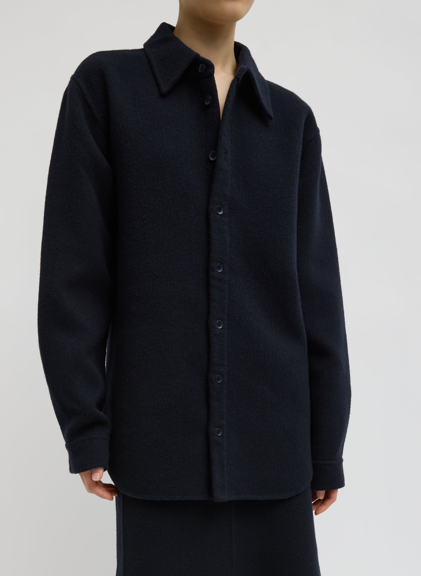 Tibi Luxe Double Faced Wool Angora Easy Shirt