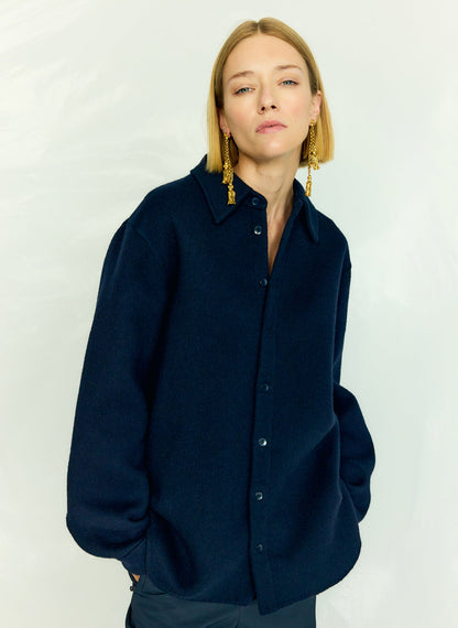 Tibi Luxe Double Faced Wool Angora Easy Shirt