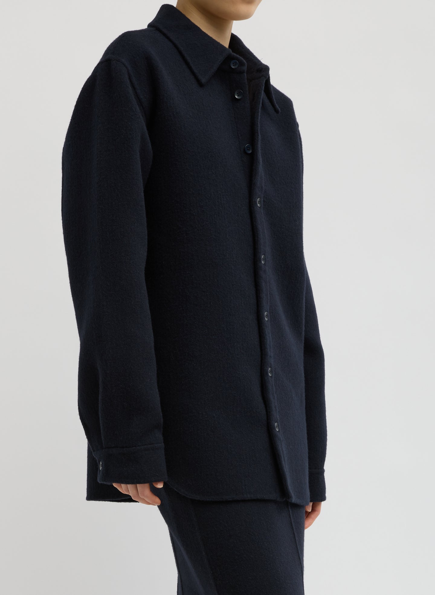 Tibi Luxe Double Faced Wool Angora Easy Shirt