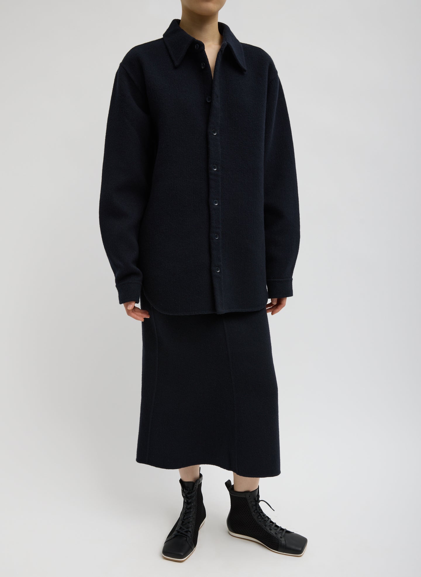 Tibi Luxe Double Faced Wool Angora Easy Shirt