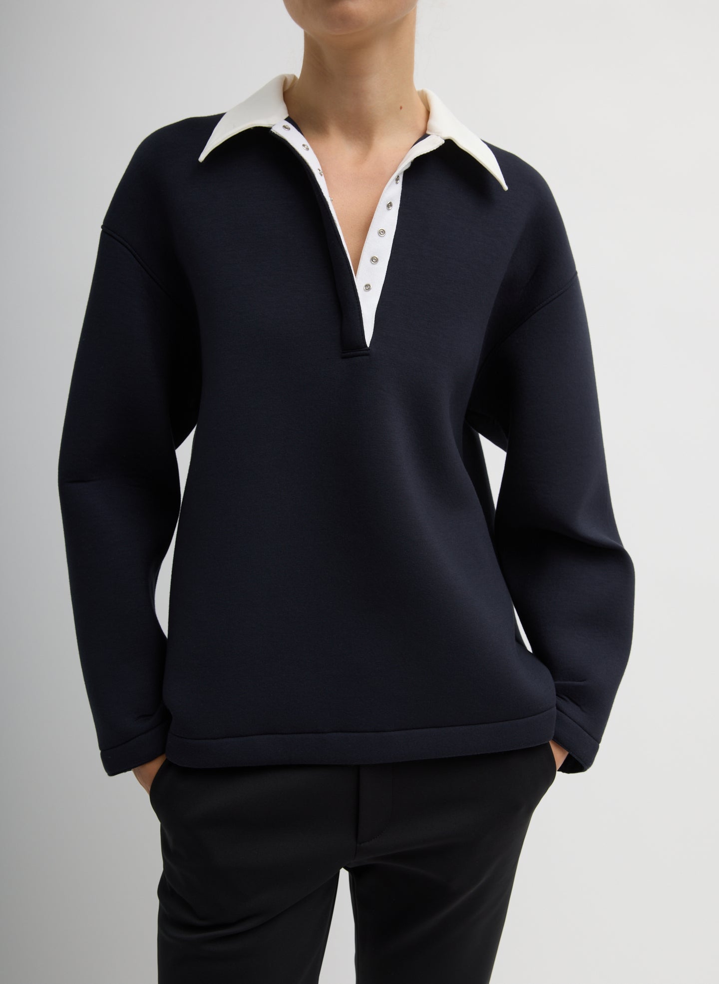 Tibi Bonded Viscose Sculpted Polo