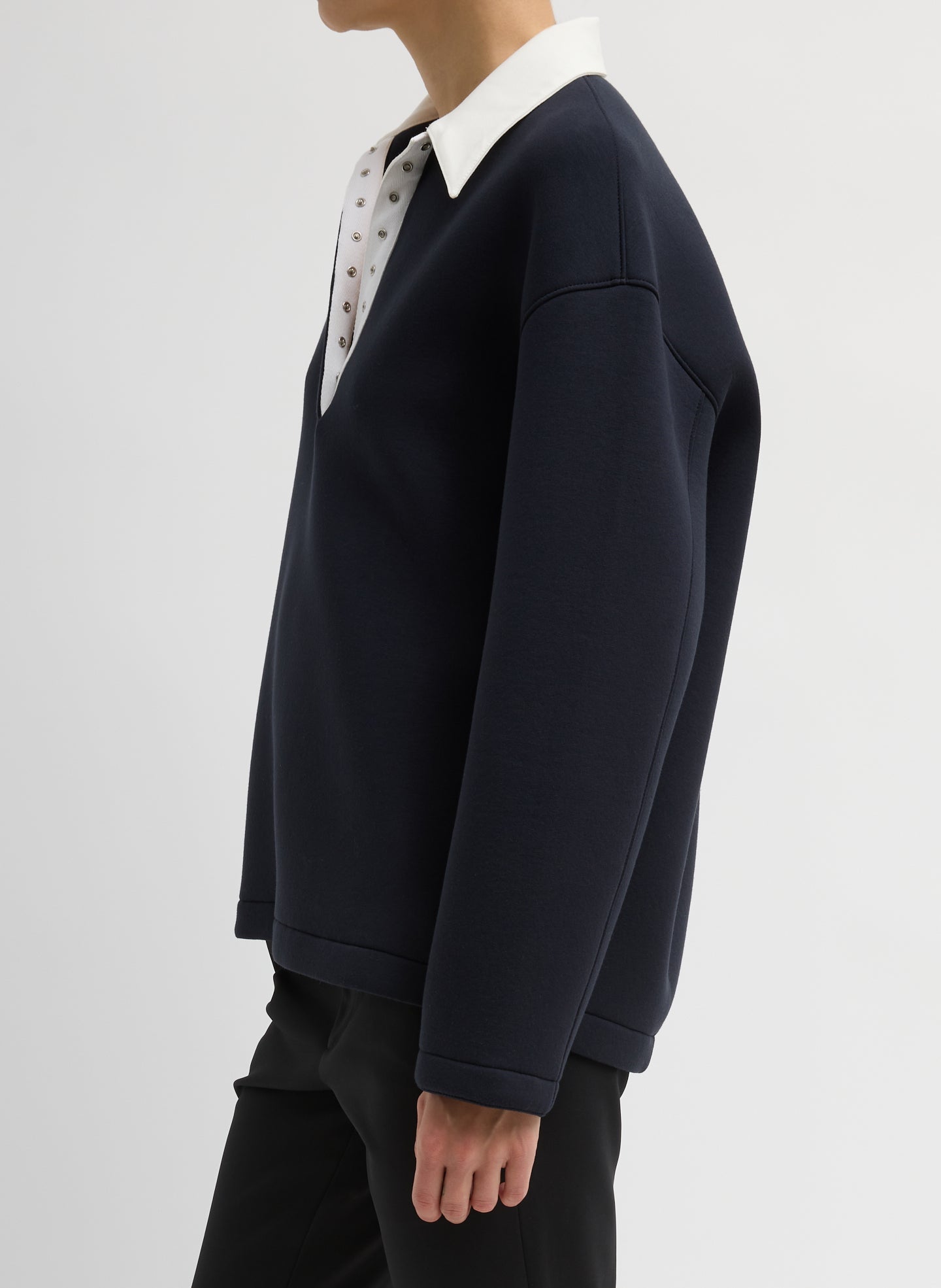 Tibi Bonded Viscose Sculpted Polo