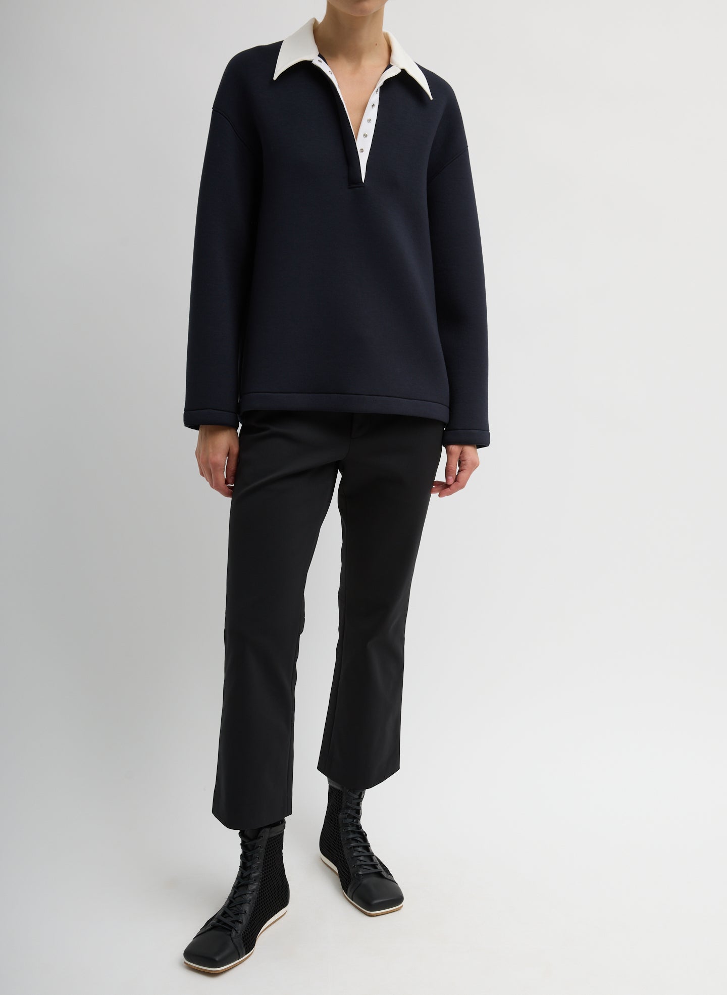 Tibi Bonded Viscose Sculpted Polo