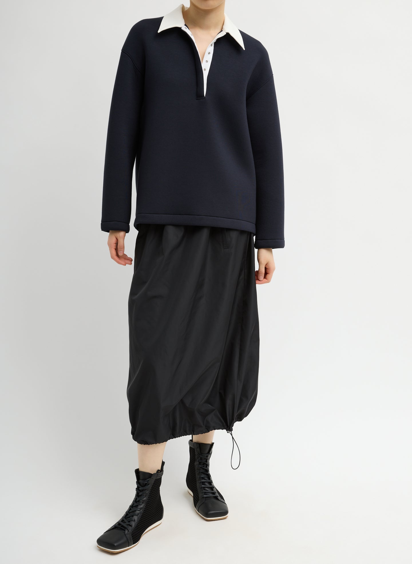 Tibi Bonded Viscose Sculpted Polo