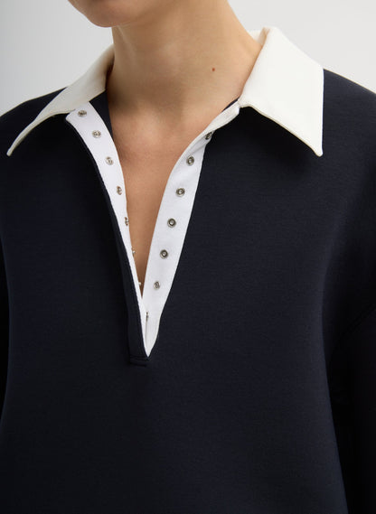 Tibi Bonded Viscose Sculpted Polo