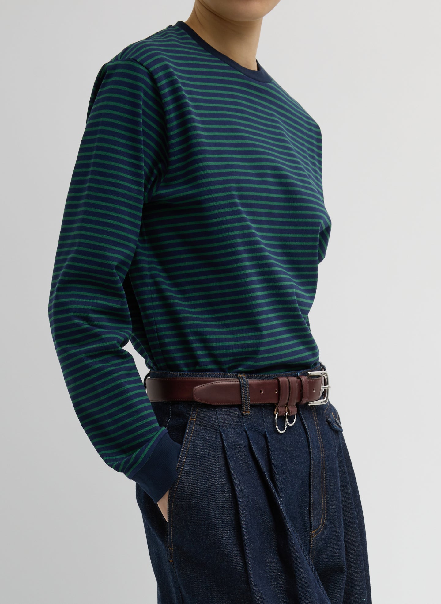 Tibi Striped Perfect Unisex Long Sleeve T-Shirt