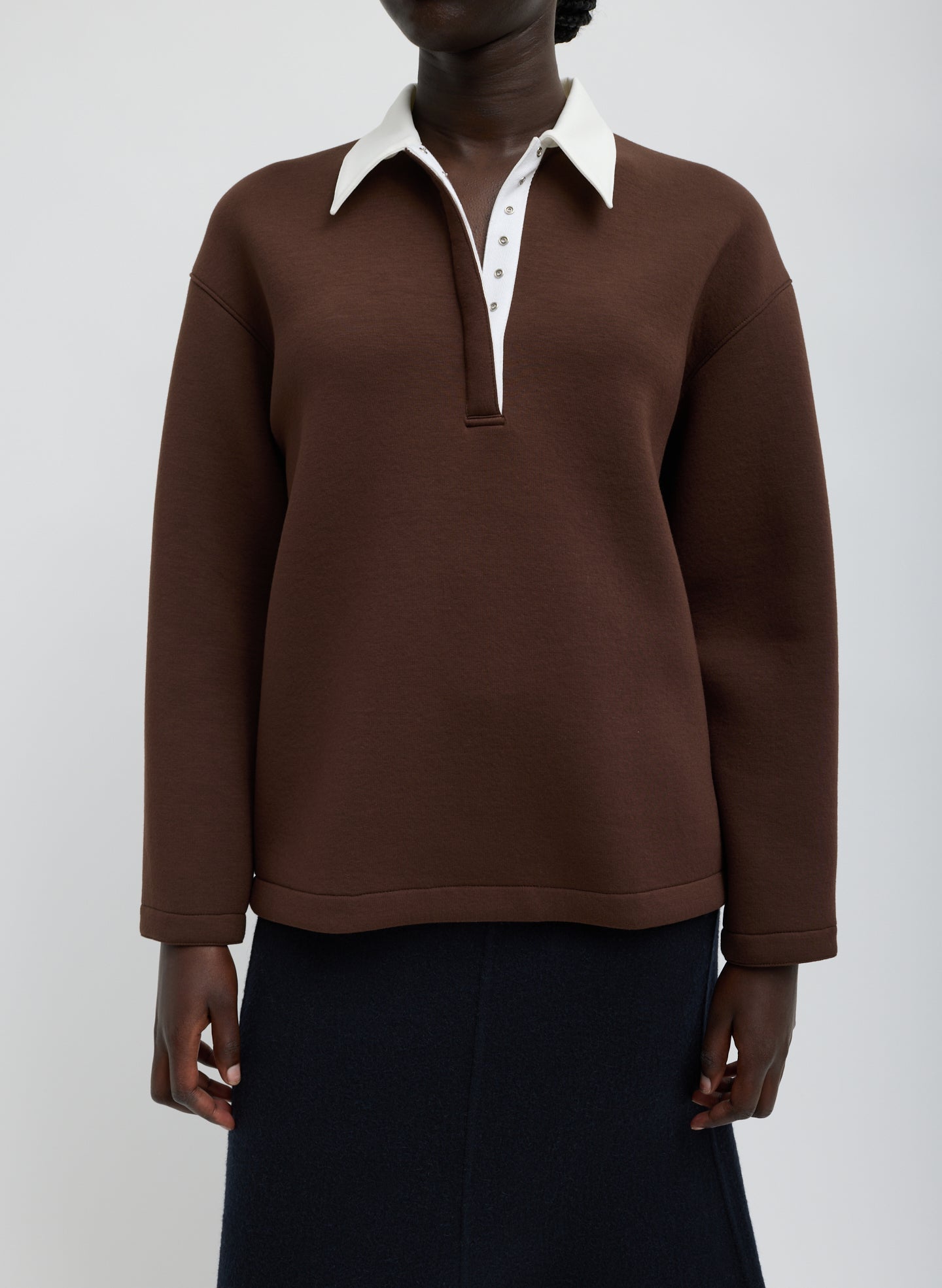 Tibi Bonded Viscose Sculpted Polo
