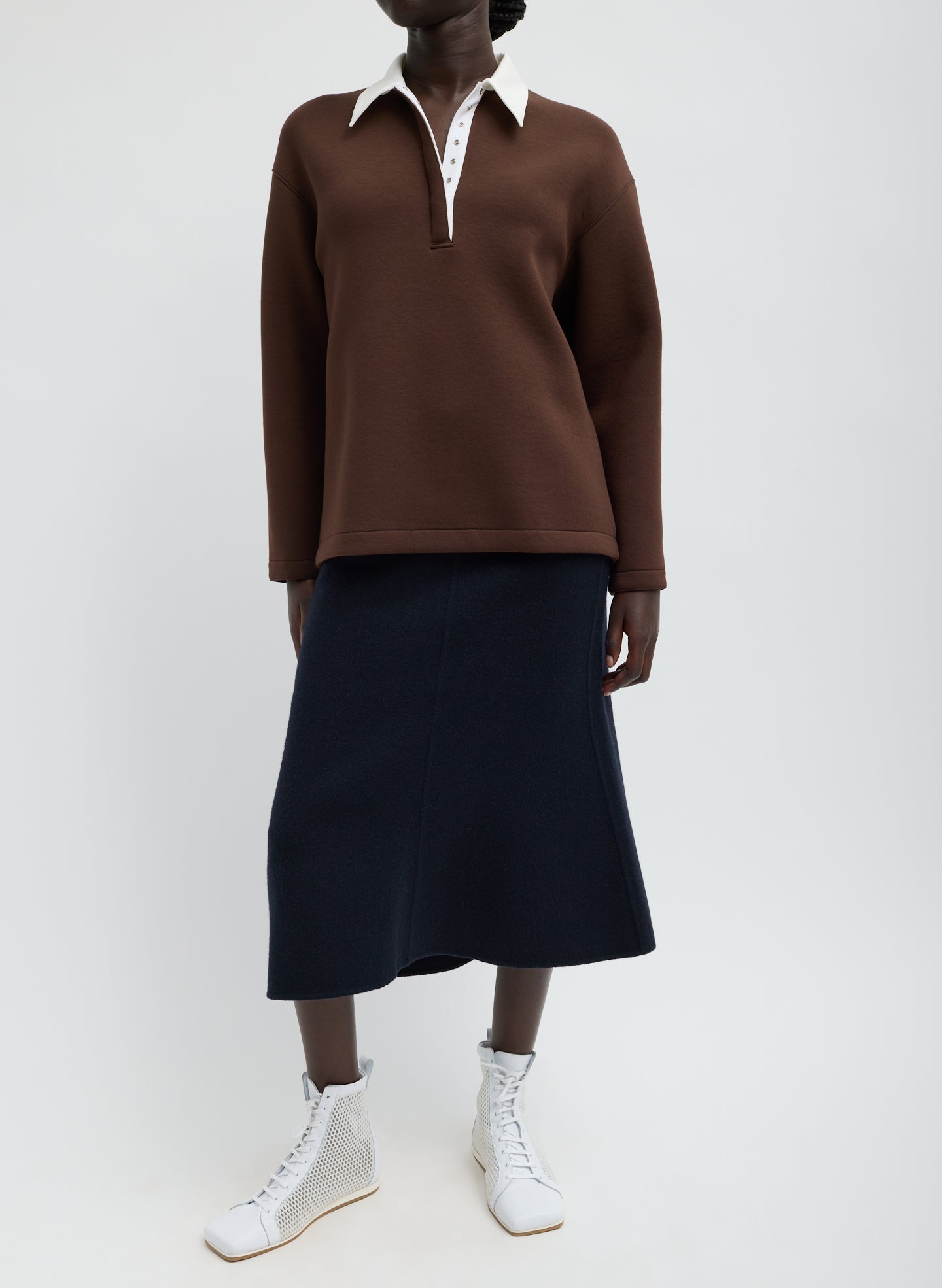 Tibi Bonded Viscose Sculpted Polo
