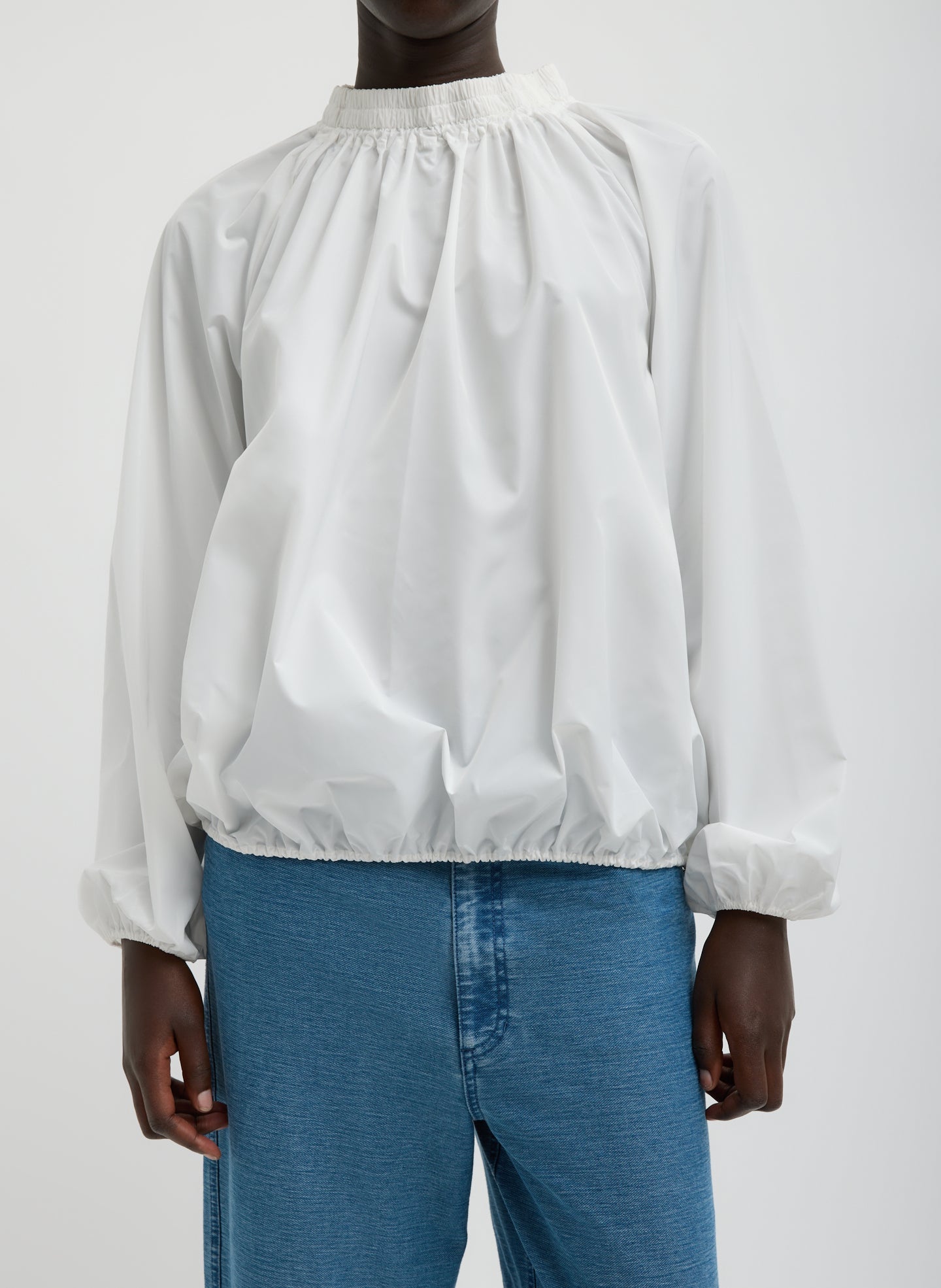 Tibi Italian Sporty Nylon Shirred Anorak Top