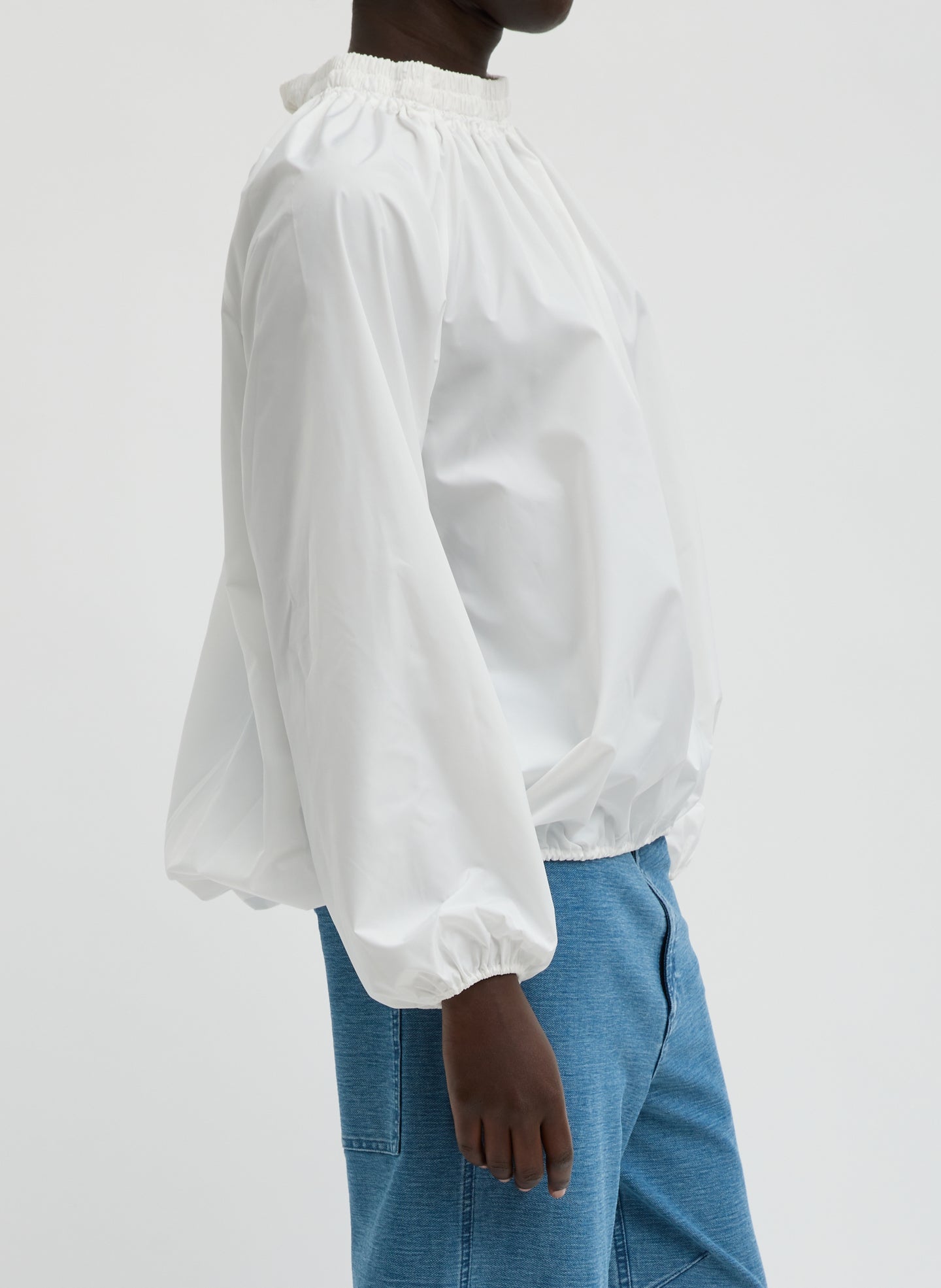Tibi Italian Sporty Nylon Shirred Anorak Top