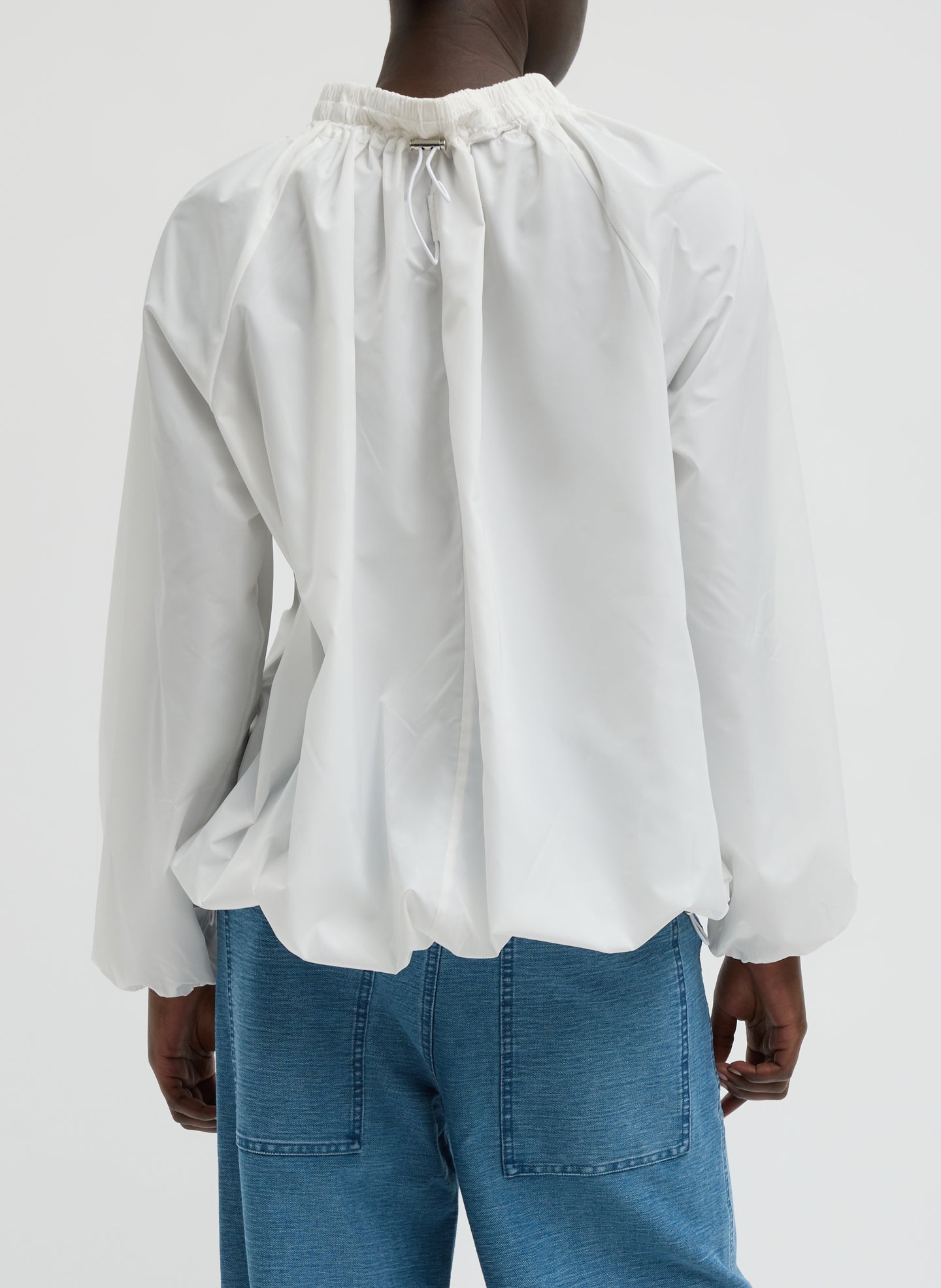 Tibi Italian Sporty Nylon Shirred Anorak Top