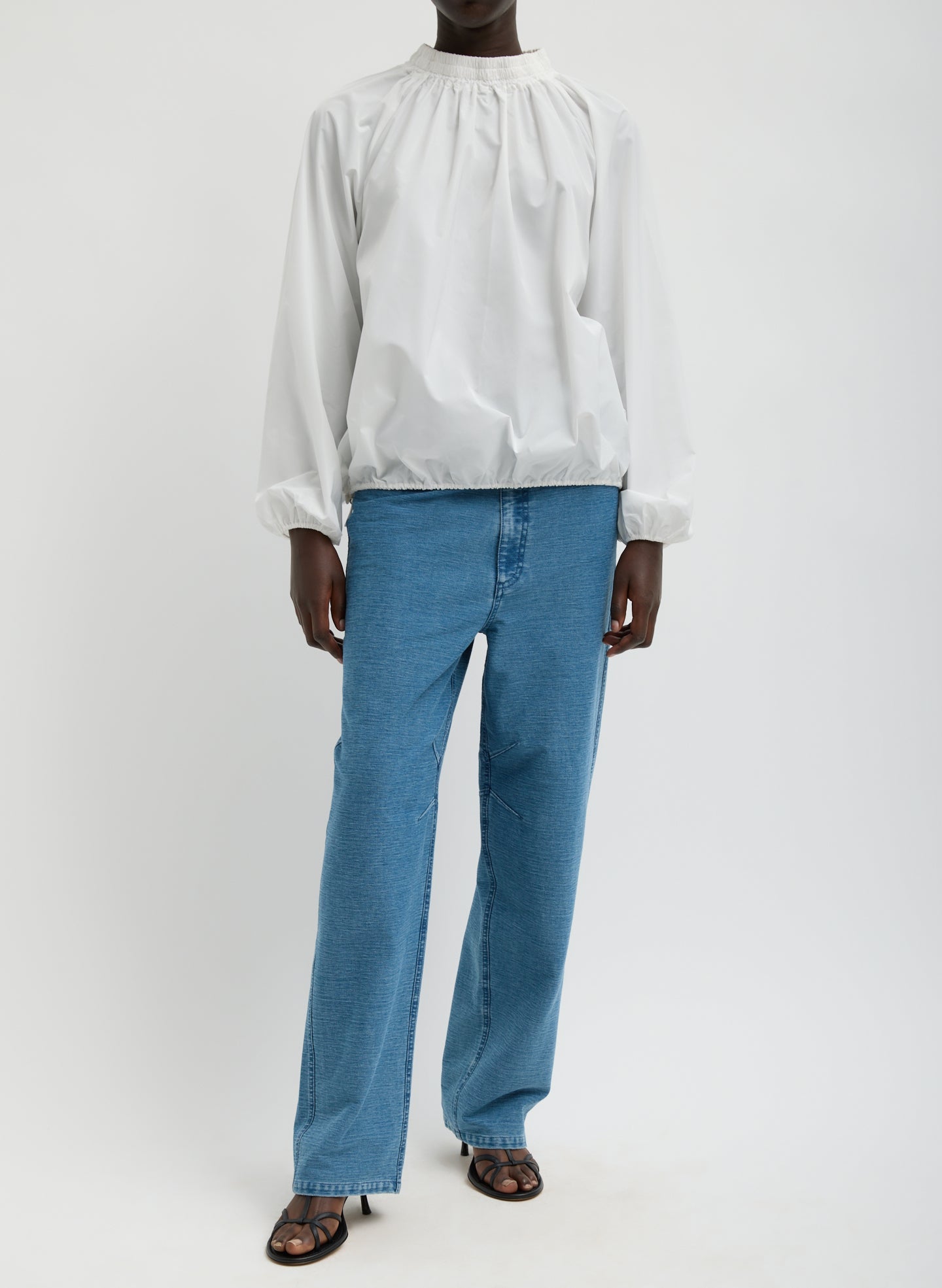 Tibi Italian Sporty Nylon Shirred Anorak Top