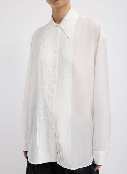 Tibi Silk Voile Easy Pintucked Shirt