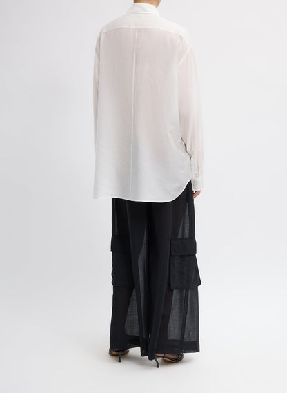 Tibi Silk Voile Easy Pintucked Shirt