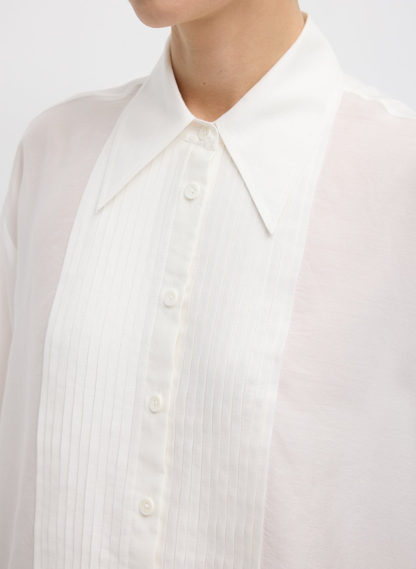 Tibi Silk Voile Easy Pintucked Shirt