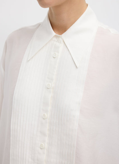 Tibi Silk Voile Easy Pintucked Shirt