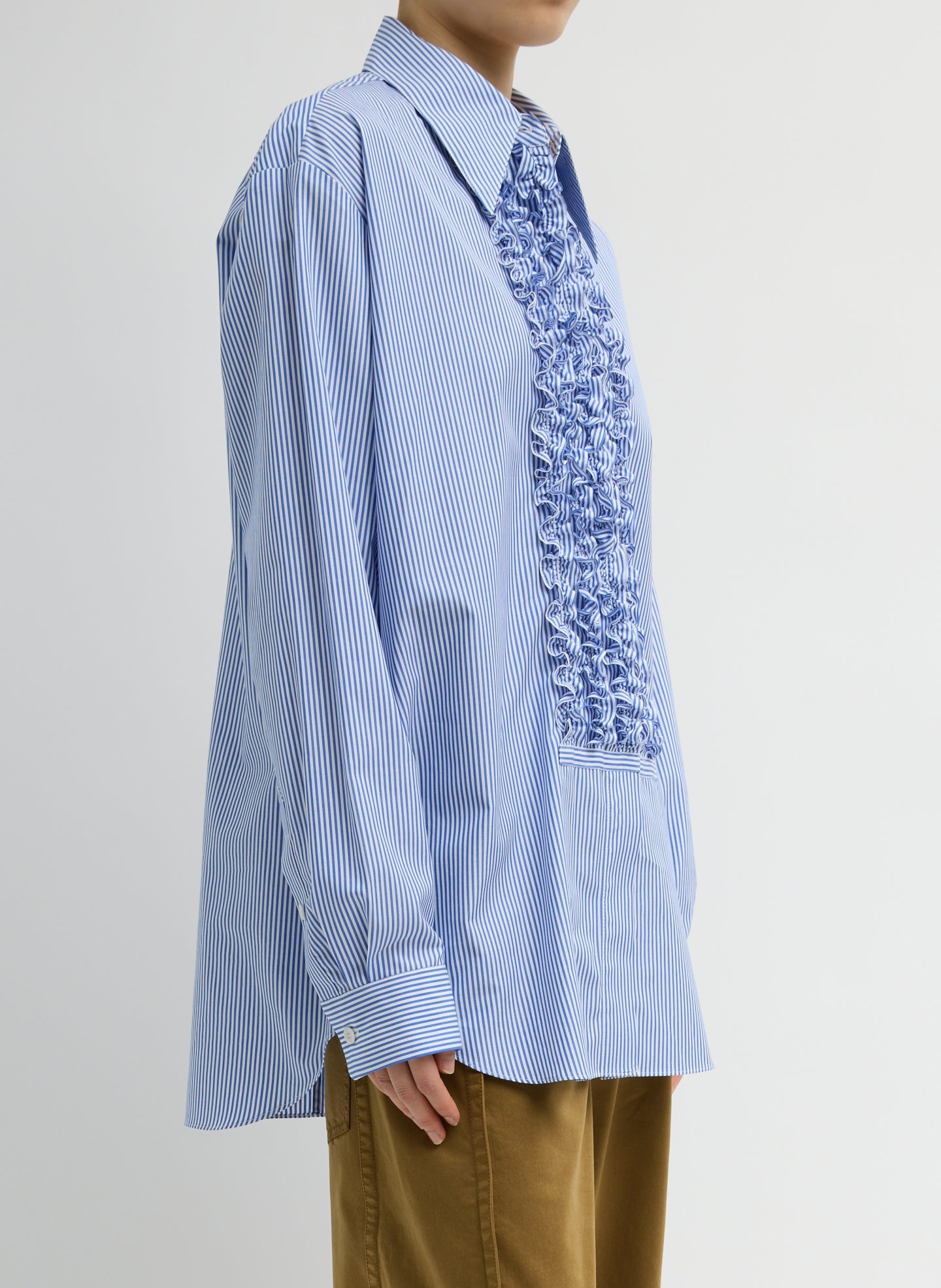 Tibi Striped Shirting Easy Tuxedo Shirt