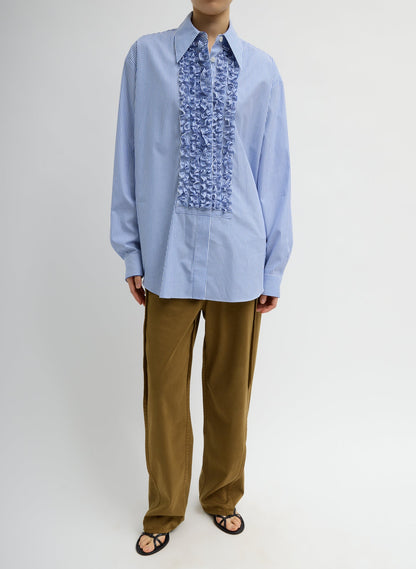 Tibi Striped Shirting Easy Tuxedo Shirt