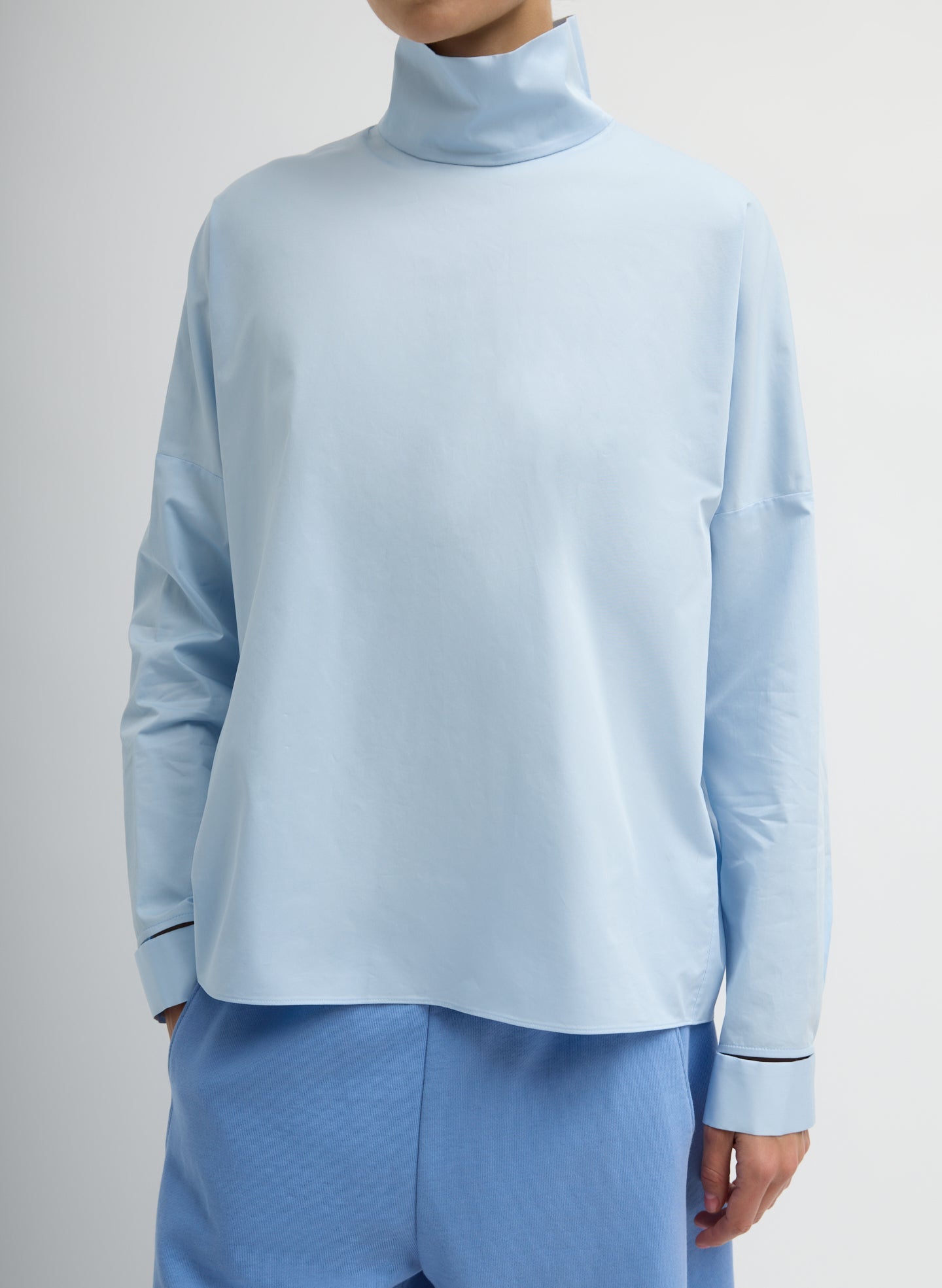 Tibi Eco Poplin Funnel Neck Dolman Top