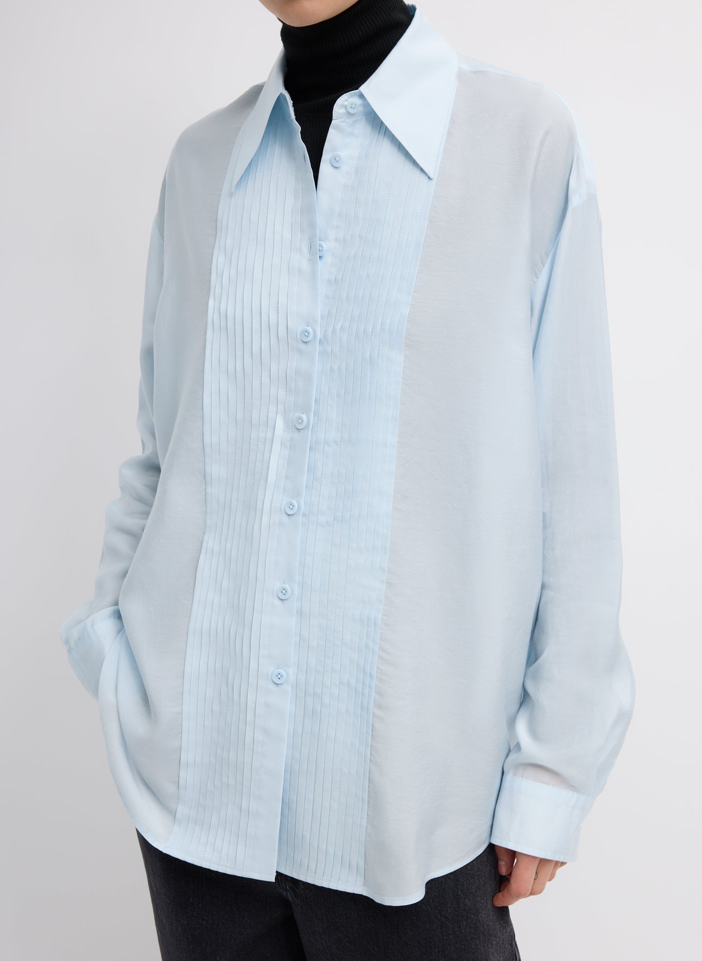 Tibi Silk Voile Easy Pintucked Shirt